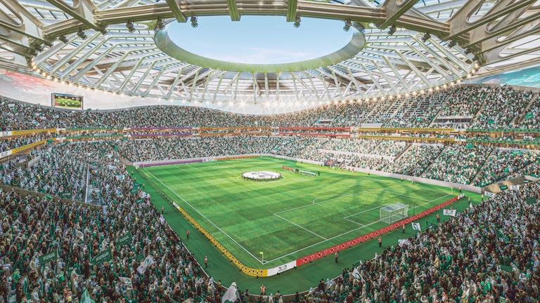 Das King Abdullah Economic City Stadium in Dschidda soll Platz für 45.700 Menschen haben. | Medienfotos "Saudi 2034 bid" Das King Abdullah Economic City Stadium in Dschidda soll Platz für 45.700 Menschen haben.