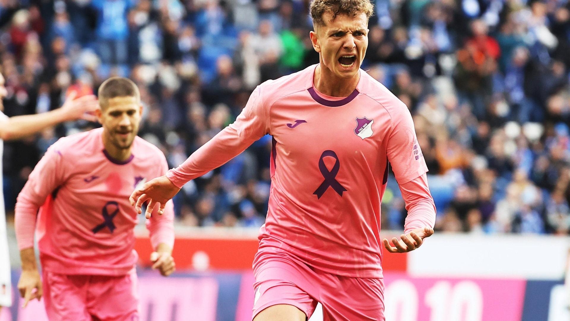 Fisnik Asllani hat die TSG Hoffenheim gegen die TSG Hoffenheim mit 1:0 in Fürhung geschossen. | IMAGO, IMAGO / Jan Huebner