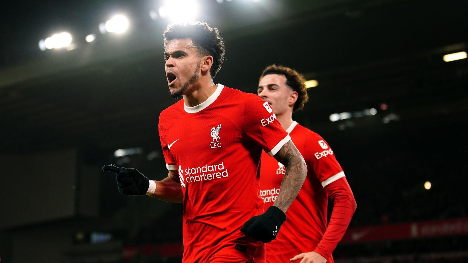 Luis Diaz im Trikot des FC Liverpool | picture alliance / empics | Peter Byrne