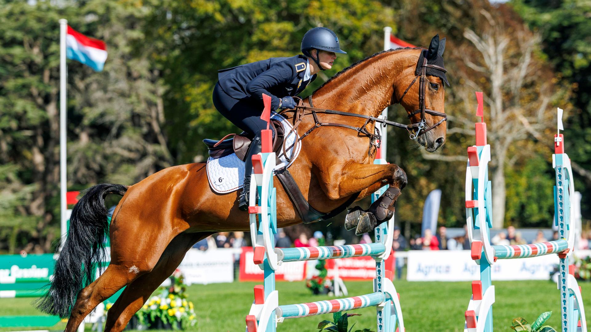 Libussa Lübbeke auf Springpferd Caramia in Aktion | dpa