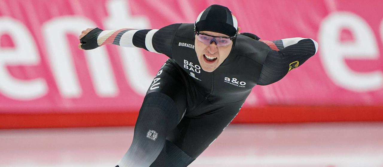 Eisschnellläufer Finn Sonnekalb in Calgary