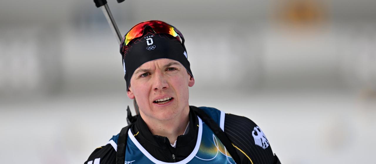 Justus Strelow aus Deutschland aus Deutschland beim Anschießen vor dem Rennen. 