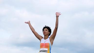 Malaika Mihambo beim 60. Pfingstsportfest in Rehlingen
