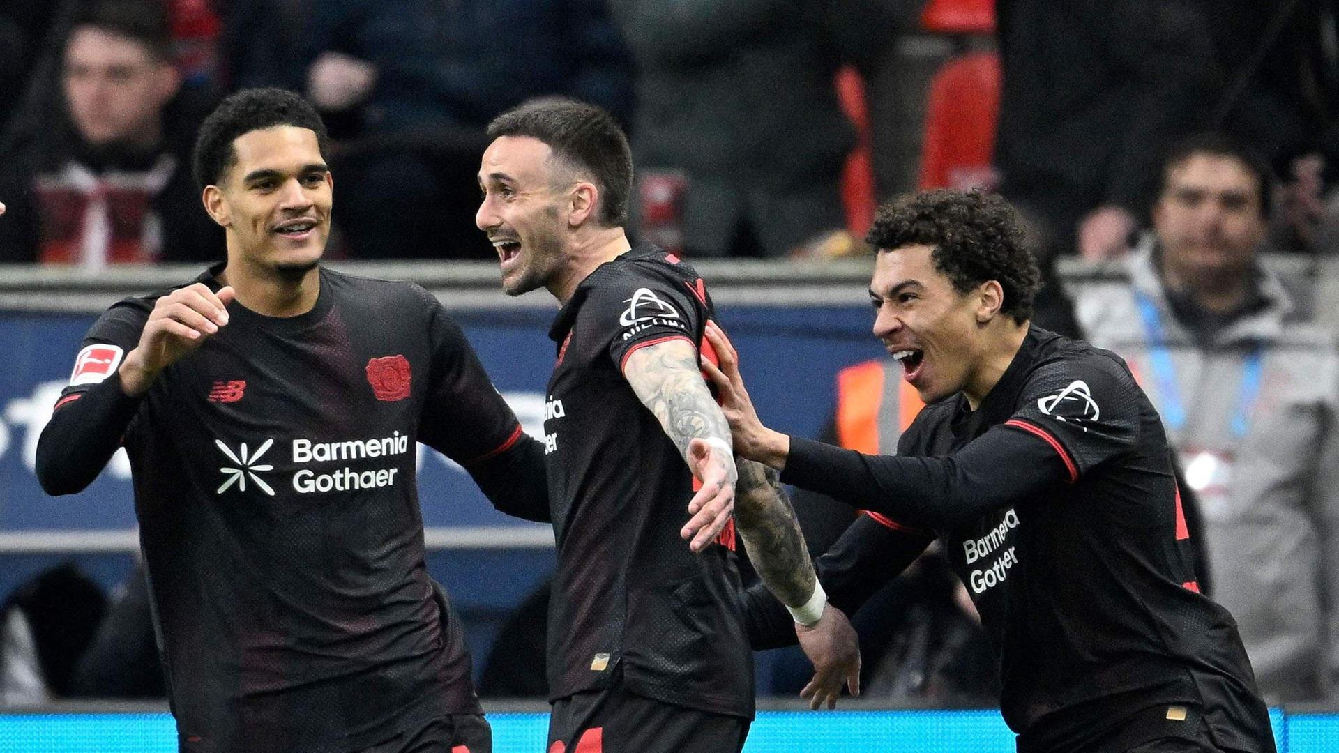 Celebración de gol del Bayer Leverkusen