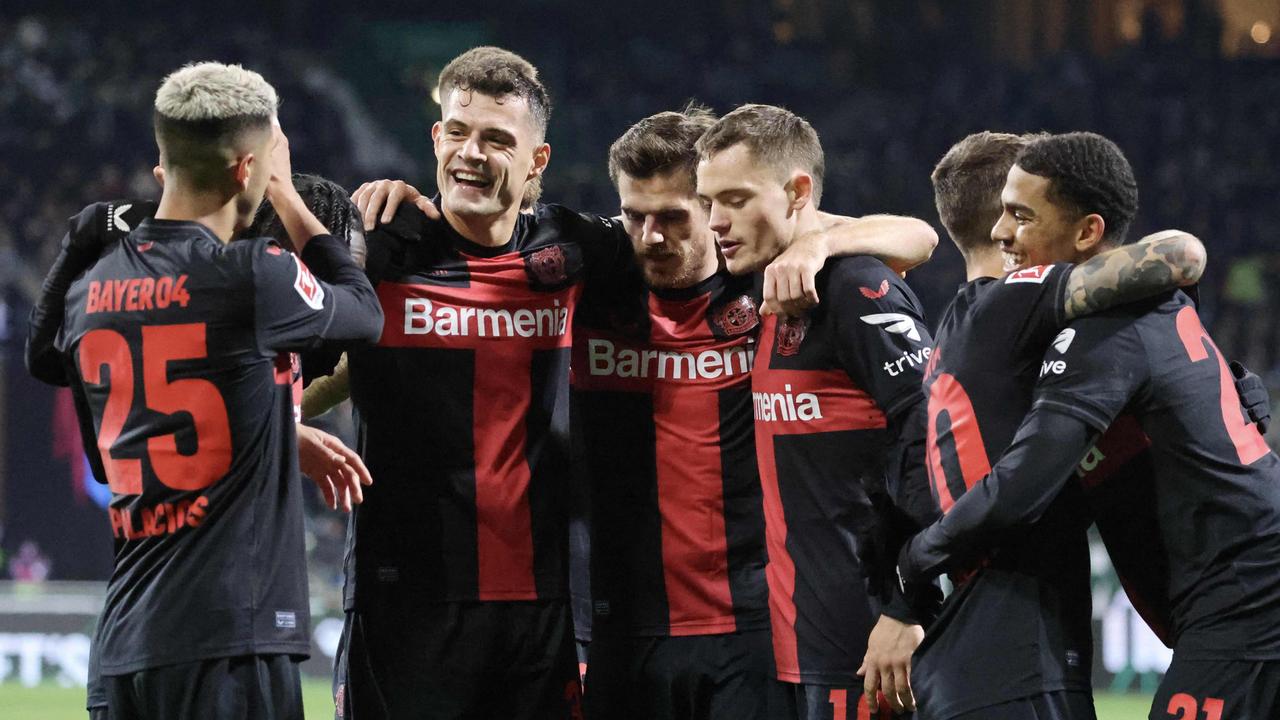 Leverkusener Spieler Palacios, Xhaka, Hofmann und Wirtz | AFP/ Focke Strangmann
