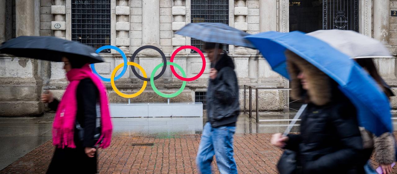 Die Olympischen Ringe in Mailand