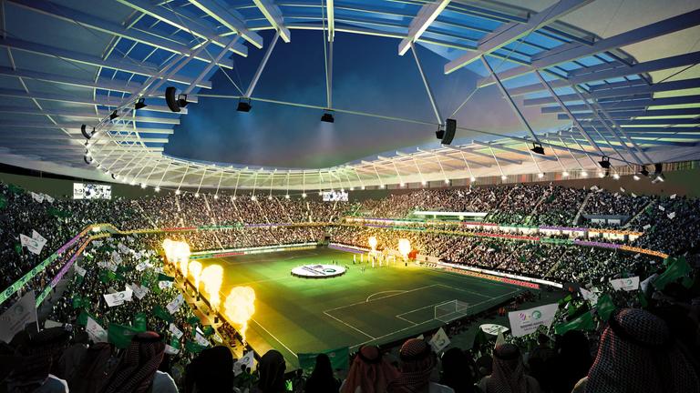 Das Prince Faisal bin Fahad Sports City Stadium in Riad soll Platz für 46.865 Menschen haben. | Medienfotos "Saudi 2034 bid" Das Prince Faisal bin Fahad Sports City Stadium in Riad soll Platz für 46.865 Menschen haben.