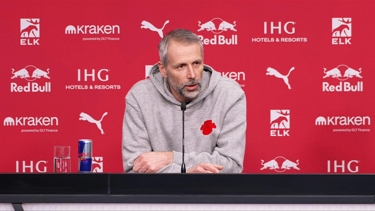 Marco Rose, Trainer von RB Leipzig, auf der Pressekonferenz vor dem Spiel gegen Union Berlin | ARD